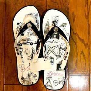 Brighton Shoes Voyage Wedge Heel Flip Flops, Size 10, New w/Tags